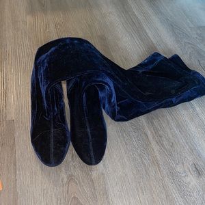 Suede Blue Over the knee Boots